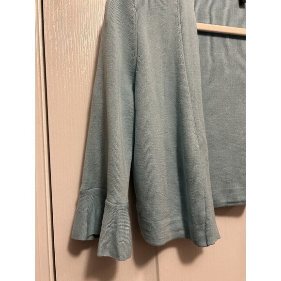 Talbots Open Cropped Cardigan Sweater Light Blue Women’s Small Scalloped Shrug - Picture 5 of 14